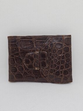 Vintage Genuine Alligator Wallet Brown Bifold Snap Tab Argentina Exotic Leather